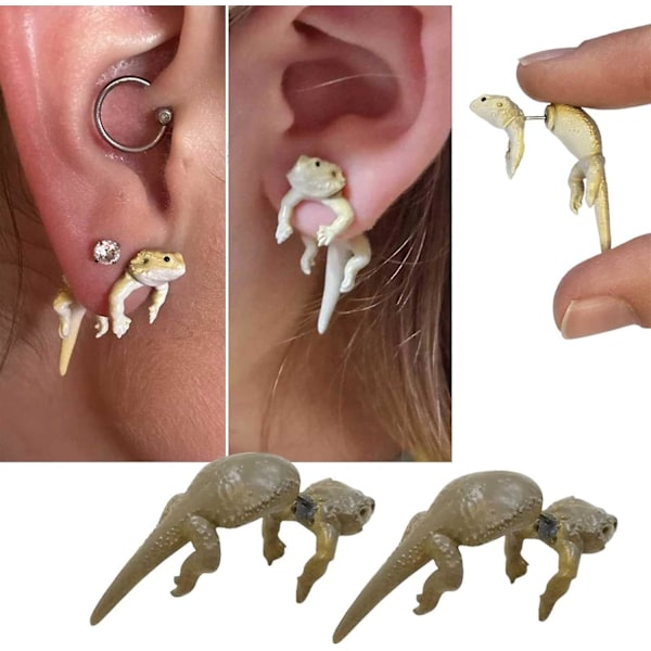 Örhängen med ödla för flickor 3D Örhängen med ödla för kvinnor Djur Post Stud Örhängen Groda Smycken Presenter för tonårsflickor