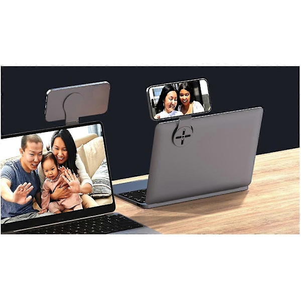 Laptop-stativ för sidomonterad telefonhållare, skrivbordsmagnetfäste för laptop, svart
