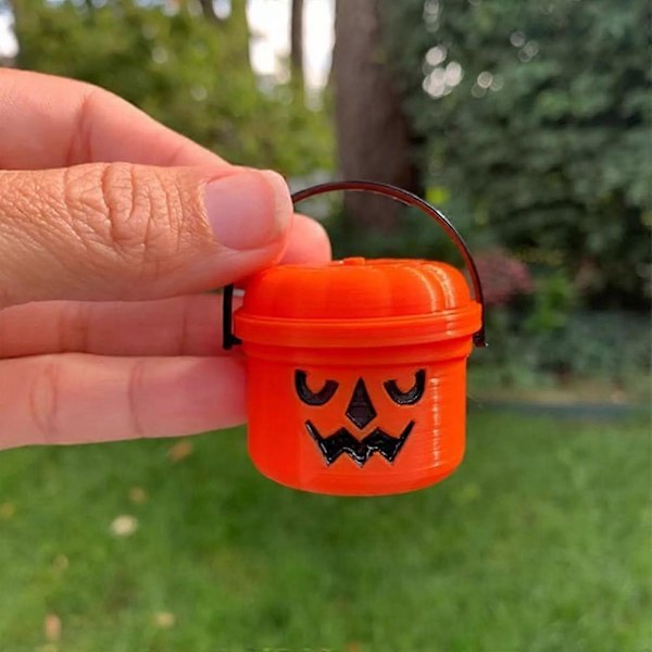 Mini Halloween Nostalgi-bøtte 3D-printet Halloween-gresskar Mini-bøtte Ny orange c