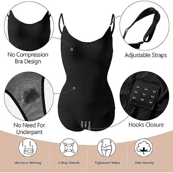 Tummy Control Shapewear Bodysuit för kvinnor Butt Lifter Panties Stretch Slimming Body Shaper ff E apricot beige
