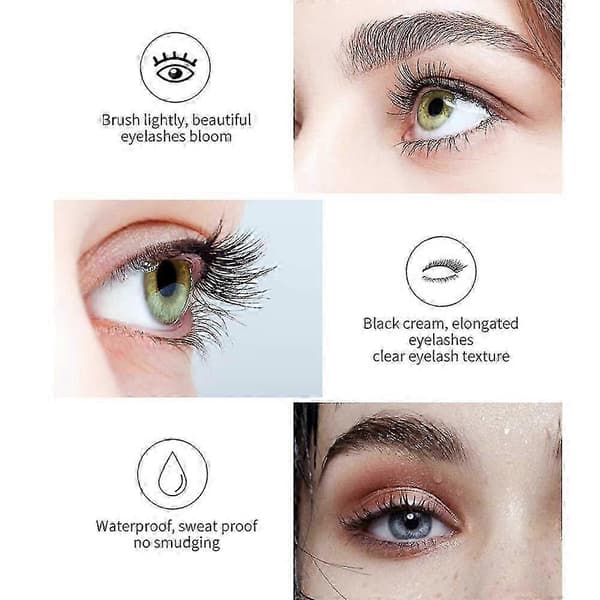 Vanntett 4D Silkefiber Mascara, Langvarig Volum og Lengde, SmudgeProof, Hypoallergenisk