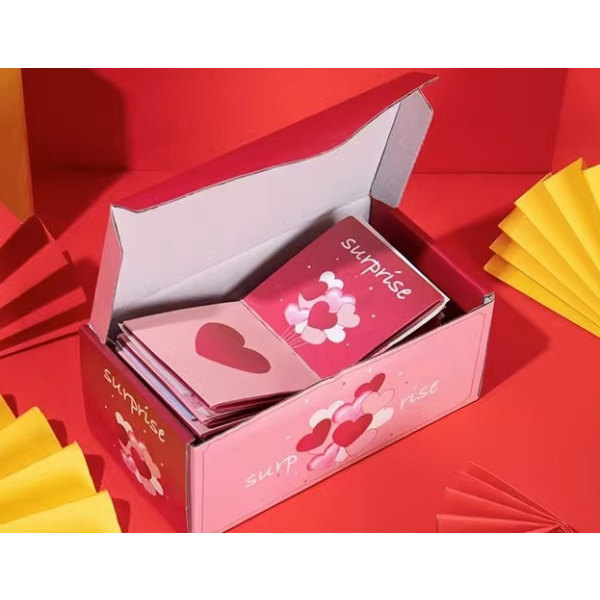 Jul unika vikbara pop-up rött kuvert presentförpackning Happy birthday (pink) 10 bounce boxes