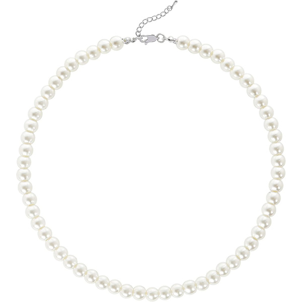 Rund imitert perle choker halskjede bryllup perle halskjede for Yetsye bruder hvitt