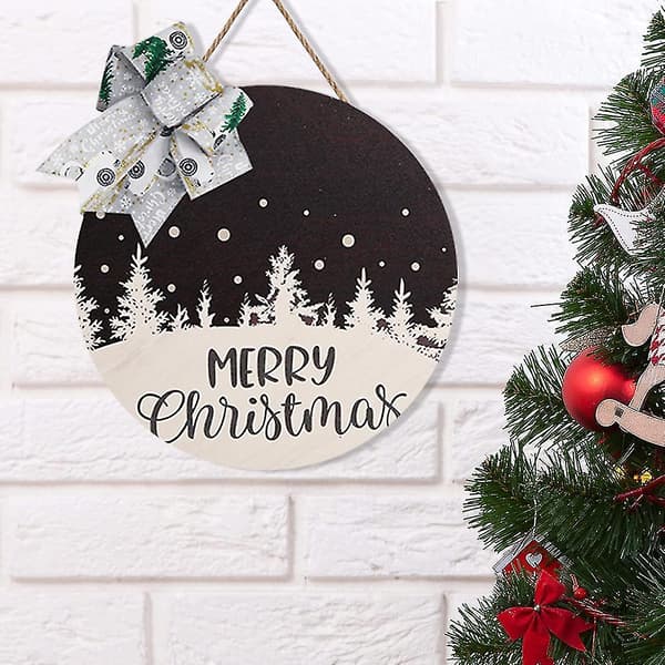 Jul Trä Framdörr Skylt För Jul Semester Nyår Hem Veranda Framdörr Hängande Dekor