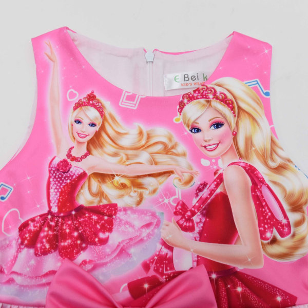 Film Barbie Kostym Barnklänning Rutigt print Flickklänning 110CM