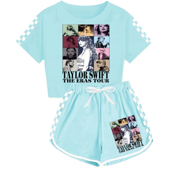 taylor swift T-shirt för män och kvinnor + shorts sportpyjamas set black 140cm