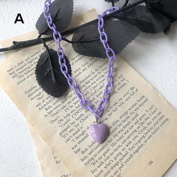 Halsband med justerbar längd i hartsform med bokstavstryck/glänsande hjärta pink b