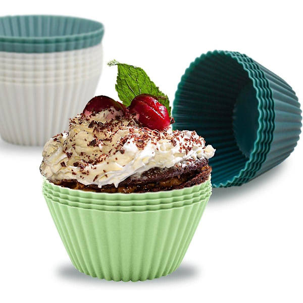 Genanvendelige muffinsforme i silikone - Non-stick cupcakeforme - Silikone cupcakeforme-D nye zd 12pcs