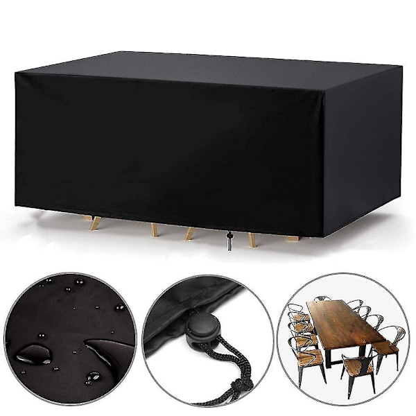 210d Oxford trädgårdsmöbler överdrag vattentät inomhus utomhus rektangulärt bord skrivbordsskydd set med dragsko lås -JRCH 127 x 127 x 67 cm