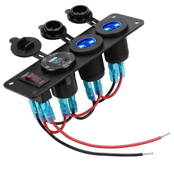 12v stikkontakt DC 12volt USB stikkontaktpanel forhåndskablet sigarettennerkontakt ZD.16
