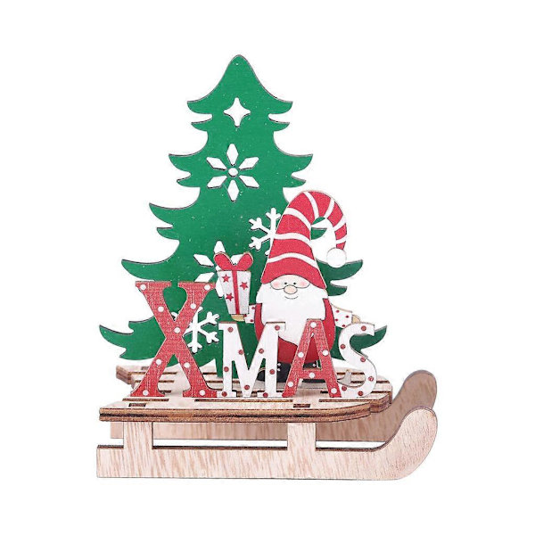 Julkalender för semester Juldekoration Trä DIY Släde Ornament Kombination Dekoration a