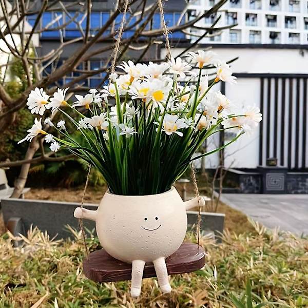Söt gunga blomkruka Växt hängande korg vägg hängande blomkruka dekoration Hängande harts planteringsmaskiner för inomhus- och utomhusväxter ZD OP