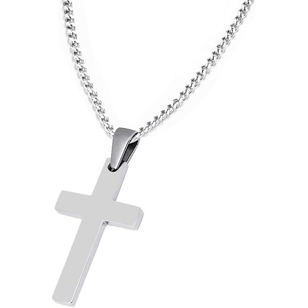 Cross Necklace,acsergery Stainless Steel Necklace Simple Plain Cross Pendant