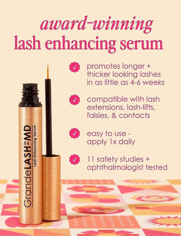 Grande Lash Md Vippe- og Brynforsterker for Lengde og Fylde 4ml 3pcs