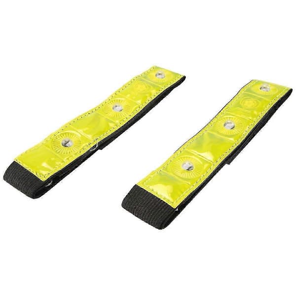 2 x Refleksbånd Arm Ben Stropp Belte 4 LED Lys Sykling Løping Jogging Armbånd