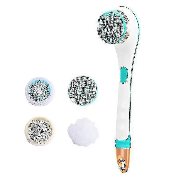 Elektrisk badborste, kroppsborst, duschmassage, exfolierande skrubber, mjuk silikon, USB-laddningsbar, 2 hastigheter, snurrande rengöringsborste, 1 st - blå -DGJR
