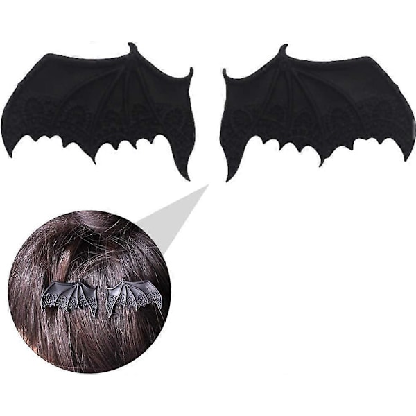 Halloween Party Bat hårklämma & fladdermusvingar (svart+silver) 2 par (D-583-A)