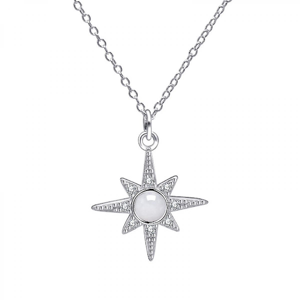 S925 Sterling Sølv Lykke Otte-spidset Stjerne Kærlighed Hjerte Halskæde Til Kvinder Datter Kæreste Xq-xl304 silver