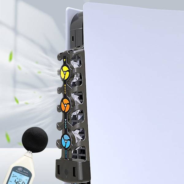 Kylsystem för PS5-tillbehör, PS5-kylare tyst kylsystem med 3-hastighetsfläktar & RGB-LED-lampa för PS5 Digital/skiva-utgåva
