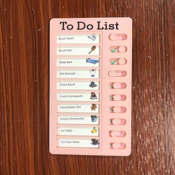 Tehtävälista-muistitaulut 20*12cm, Päivittäinen tehtävien suunnittelutaulu Liukuva tehtävälistan tarkistuslista Muistutus Tehtävälista Muovivalkotaulu pink b