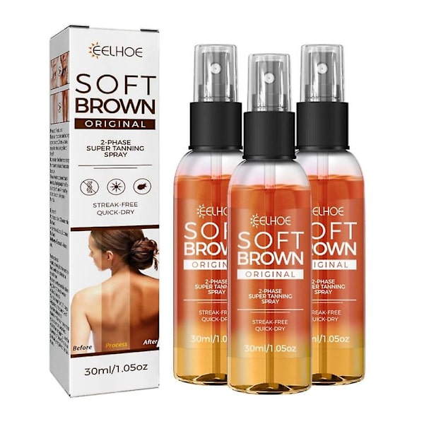 3 stk. Selvbruningsspray til kroppen - Sommerstrand Solsenge Selvbruningsspray Mænd Kvinder Fugtighedscreme Blød Brun Bærbar Bronzer Selvbruningsprodukt