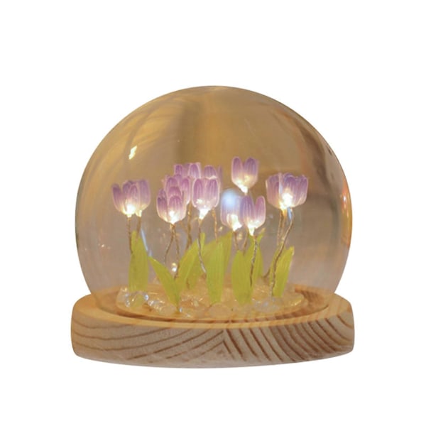 DIY Nattlampe Soverom Atmosfære Lys Tulip Nattlampe Håndlaget Lys, Tulip nattlys, Batteri ikke inkludert purple