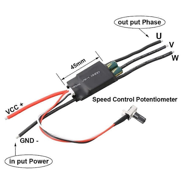 DC 7-24V 200W BLDC 3-fase børsteløs motordriver Hall-løs DC motordrivekort hastighetskontroller regulator