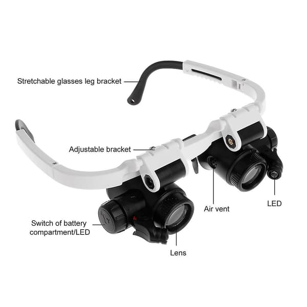 Hodebåndsforstørrelsesglass med LED-lys for hodemonterte forstørrelsesbriller 8x 23x