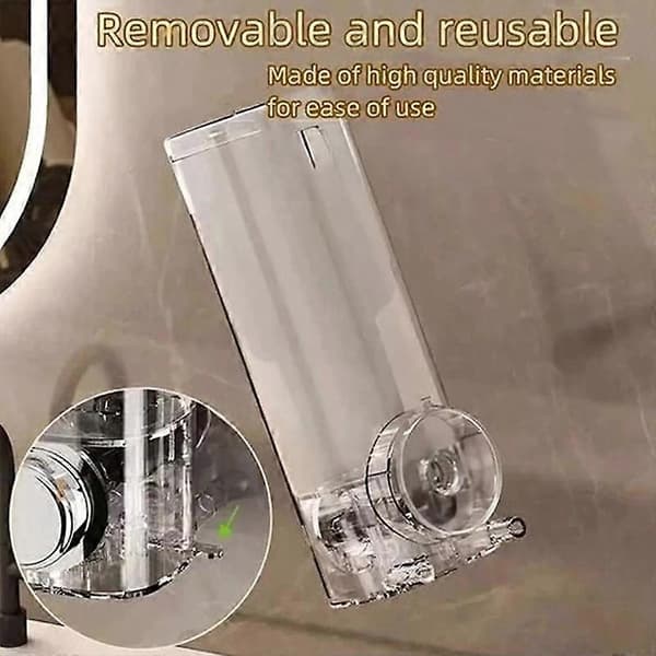 Sugkkoppstvälsdispenser 16oz/450ml Väggmonterad Duschtvälsdispenser glossy translucent grey