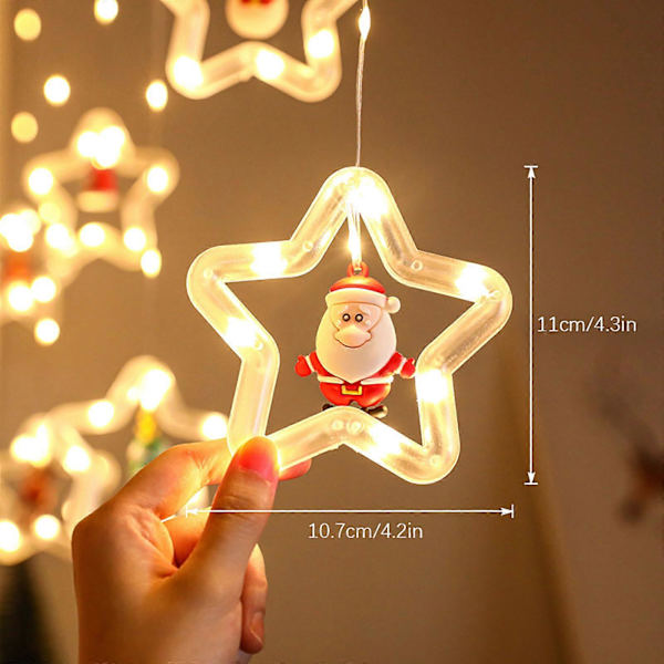 Joulukoristevalot Pentagrammi Verhovalot LED-lyhdyt Jäänauhavalot Lumimies Joulupukki Valot b