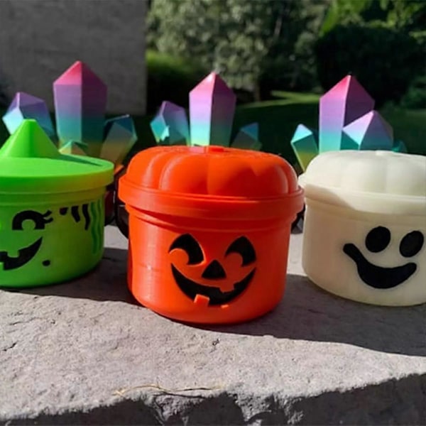 Mini Halloween Nostalgi Hink 3D-tryckt Halloween Pumpa Mini Hink Ny green