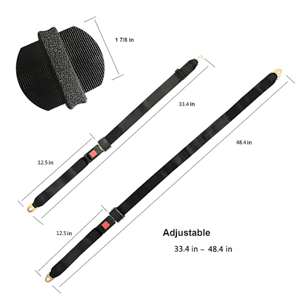 2-pack Universal Sittbälte för Knä, 2-punkts Justerbart Säkerhetsbälte för Gokart, Golfbil