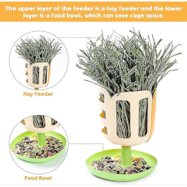 Tulipformet kanin høymater, 2 i 1 anti-avfall stor kapasitet mat høymater, innendørs høymater for kanin -CHN orange