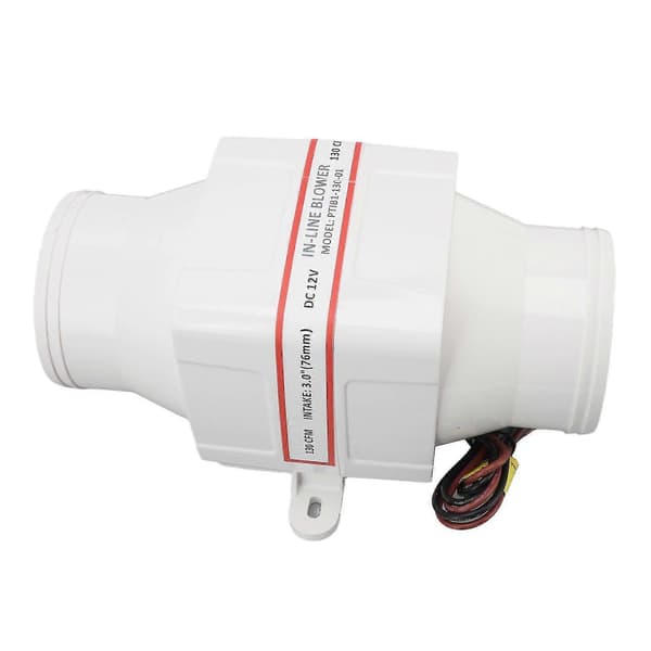 12V Elektrisk Inline Blæser - 3 Tommer Marinebåd ABS Skal - Kabine Motor Ventilation Lænse Luftventilator