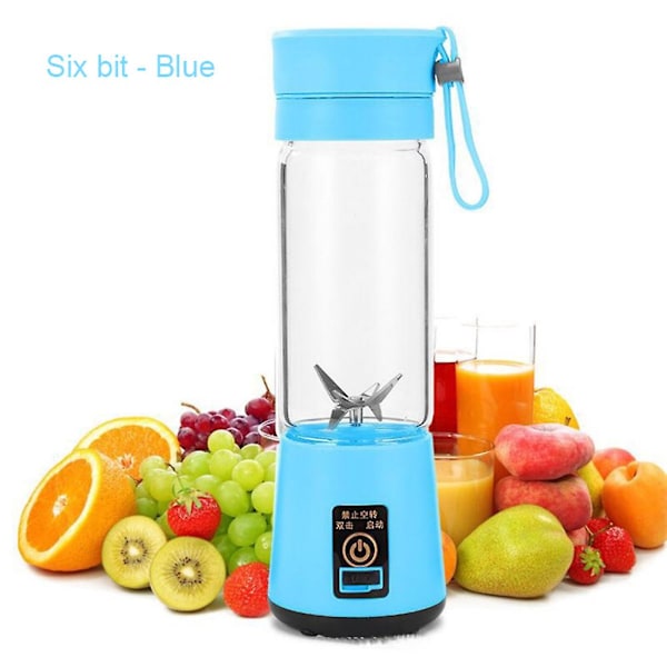 Mini Bærbar Kop Saftpresser Elektrisk Blender Madprocessor Smoothie Maker Mixer blue