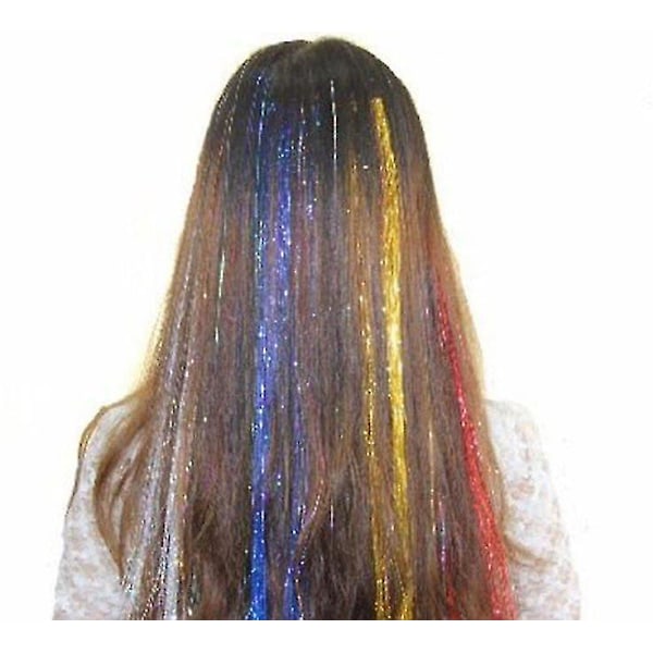 Hårglittertråder med verktøy 12 farger 1800 tråder Fehår Varmebestandig Glitter Hårglittertrådersett 90cm
