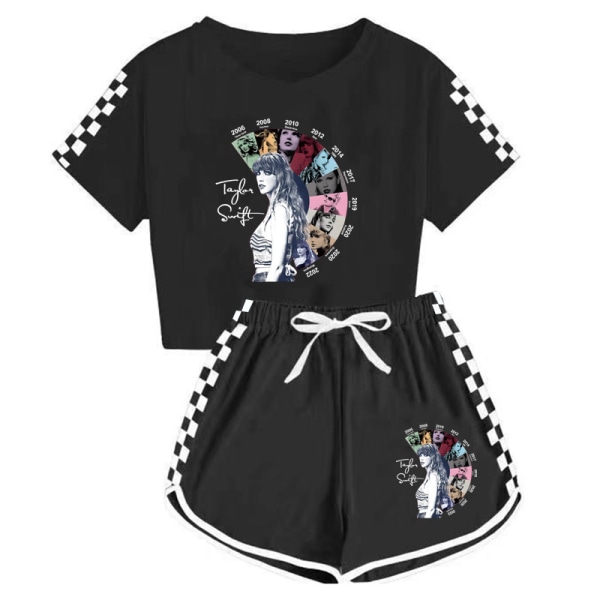 taylor swift T-shirt för män och kvinnor + shorts sportpyjamas set black 140cm