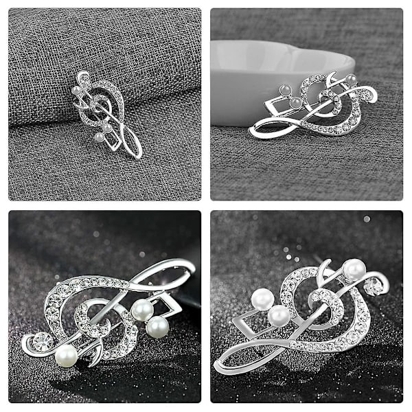 Perle Musikknot Lapel Pin Frakk Brosje Dekorativ Brosje Dame Lapel Pin Genser Brosje