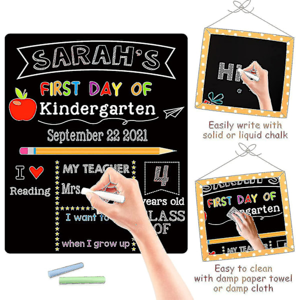 Første Skoledag Tavle, 25 X 30cm Dobbeltsidet Tilbage Til Skolen Skilt, Genanvendelig 1. Dag I Børnehave/ Kindergarten