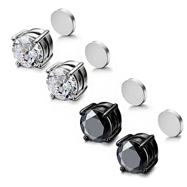 4 par kristallstarka magnetiska örhängen Lätt att använda Clip-örhängen