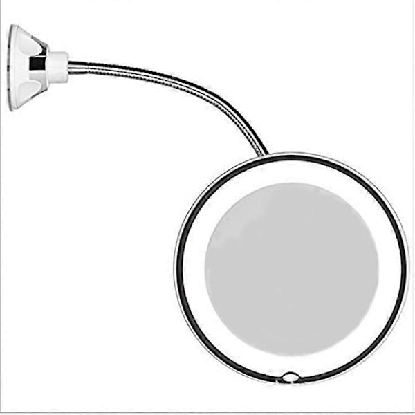 Badrumsspegel Tio Gånger Flexibel Förstoringsspegel med LED-ljus, 360 Graders Roterande Badrumsspegel
