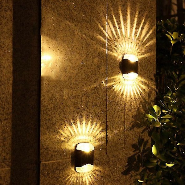 4 stk. LED solvæglampe vandtæt udendørs havevæglampe solcelledrevet lampe op og ned lysende gårdhave altan dekoration-4 stk. -DGJR