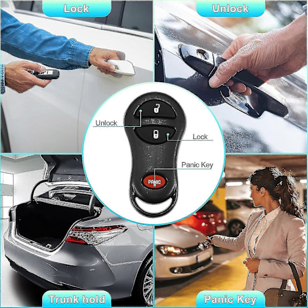 2 stk. 315mhz Gq43vt9t Udskiftningsnøglefri Adgang Fjernbetjening Bilnøgle Fob Til Jeep Cherokee 1999-2001 Til Jeep Grand Cherokee 1999-2004 3 Knapper
