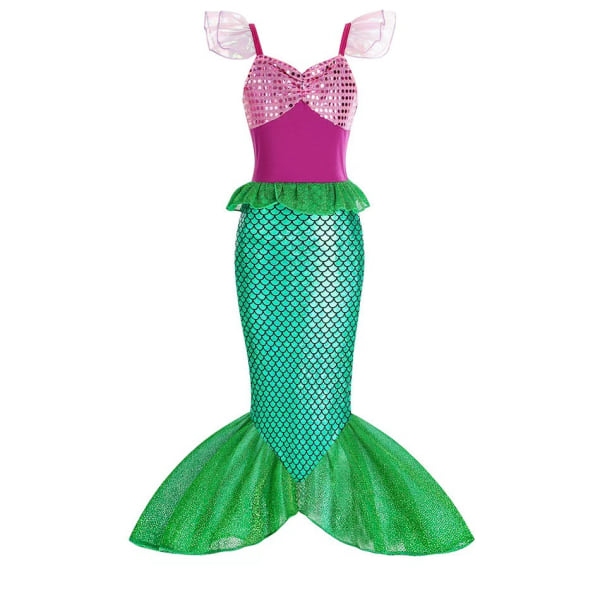 Piger Lille Havfrue Ariel Prinsesse kjole cosplay kostume børns havfrue kjole børnefest præstation wig 140cm
