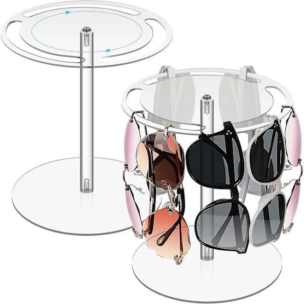 1/2 stk Solbriller Holder Stativ, Solbrille Opbevaring Stativ 360 Grader Roterende Briller Display Akryl Solbriller Holder Organizer 2pcs transparent