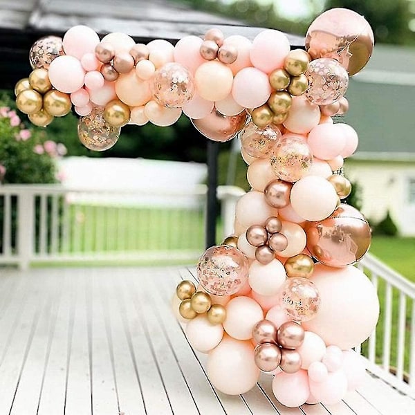 134pcs Macaron Orange Balloon Garland Arch Kit Metallic Chrome Ballons With 4d Globos And Rose Gold Confetti Latex Balloon Wedding Birthday Party Deco