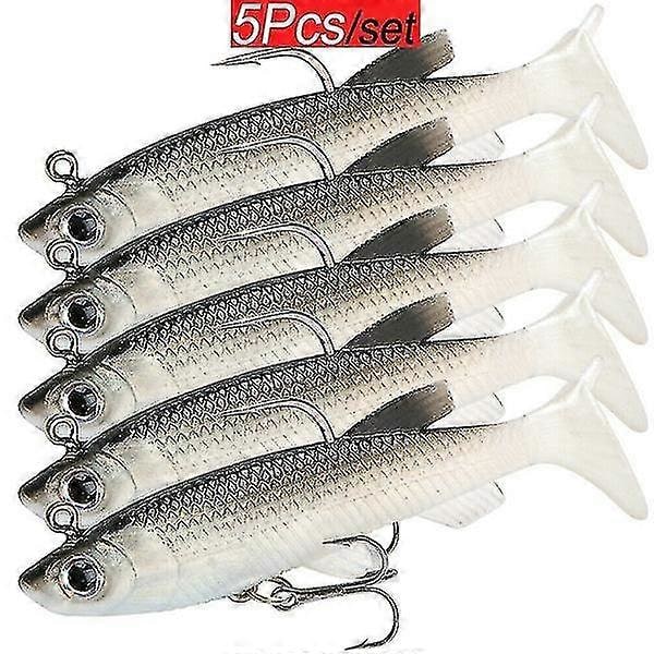 5 kpl/setti Pehmeä Muovikalastus Syötti Lyijy Jig Syötti 8,5 cm 13 g Silikoninen Uintisiima Karppi Teko-Syötit A