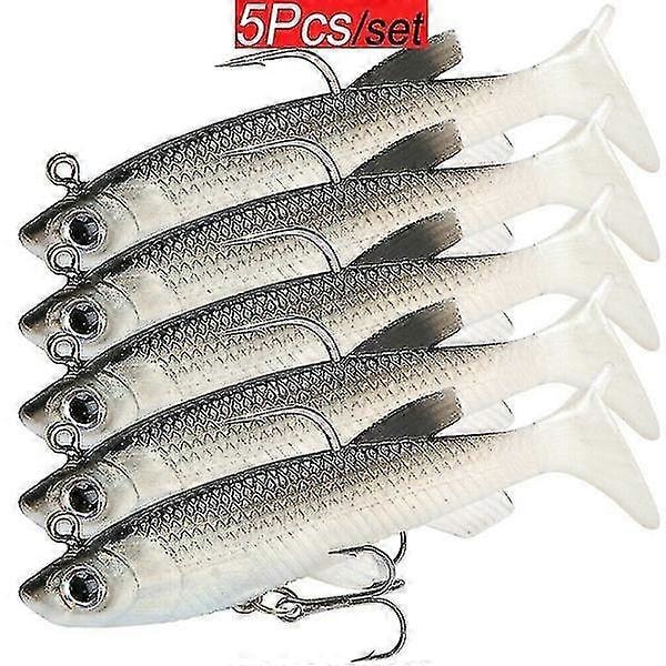 5-pack Mjuk Plast Fiskebete Bly Jiggbete 8,5cm 13g Silikon Swimbait Karpfiske Konstgjorda Beten A