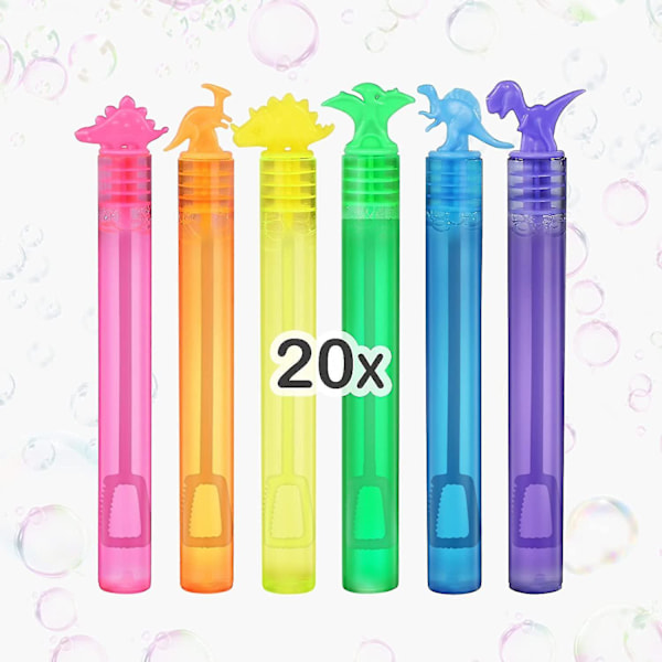 20 Pack Mini Bubbelblåsare Dinosaurie Bubbelblåsare med Bubbelstavar Flaskor Födelsedag Bubbelvätska Blåsare för Barn Barnfest Tillbehör Sommar Utomhusleksaker