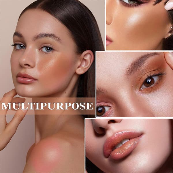 Vattentät krämrouge-sticka med borste - Långvarig multifunktionell makeup för kinder och läppar